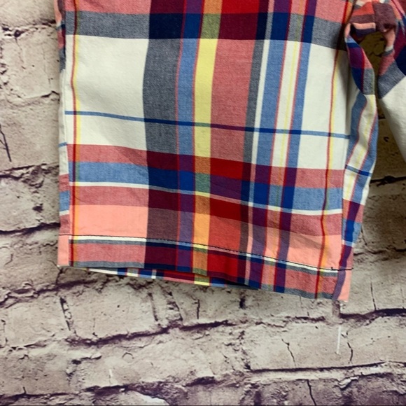 Lands End Red Check Cotton Chino Shorts - Picture 6 of 9